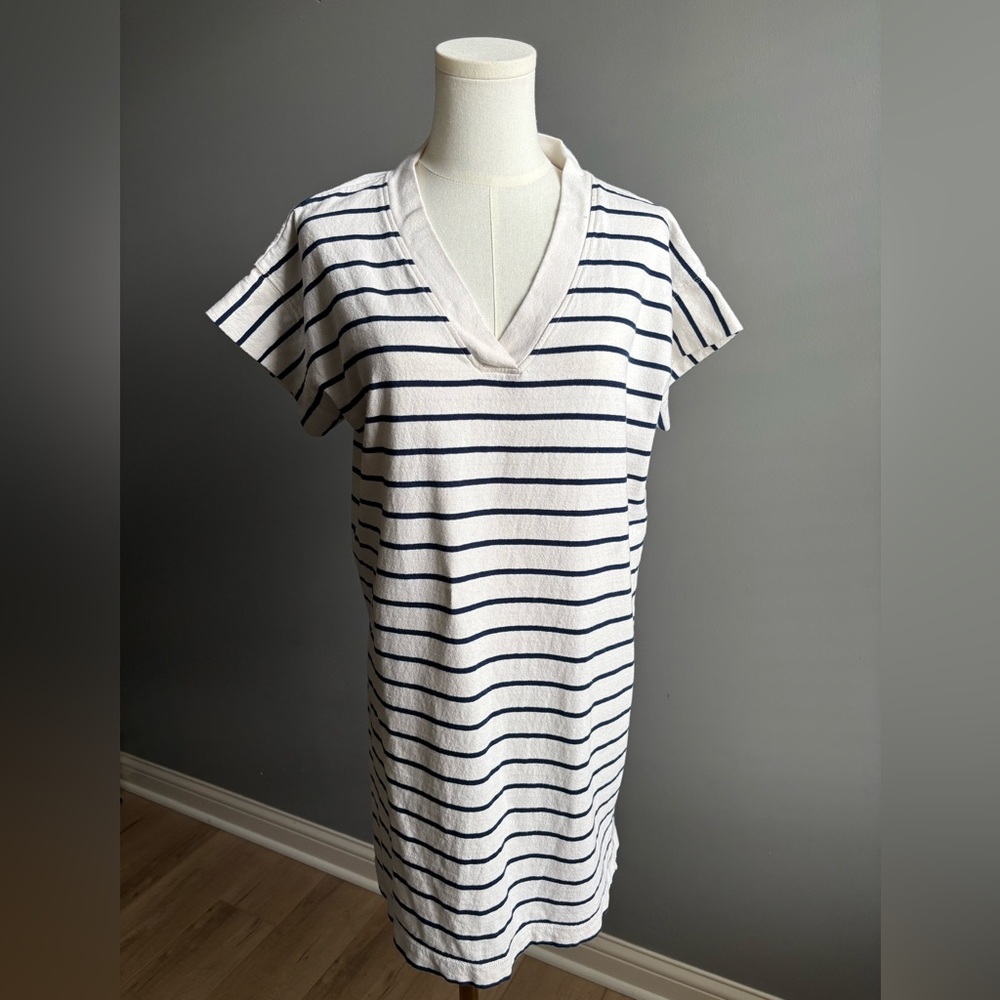 Madewell 100% Cotton V-Neck Striped T-Shirt Dress